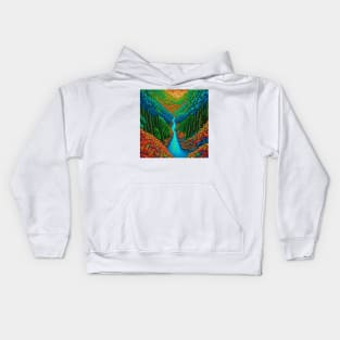 [AI Art] Green Valley, Optical Art Style Kids Hoodie